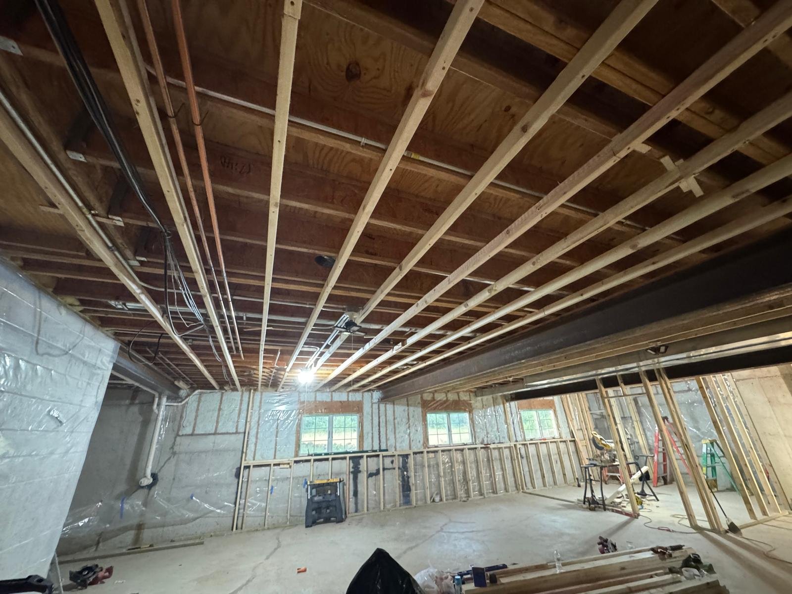 Basement ceiling soffit framing HVAC ductwork Manteno IL