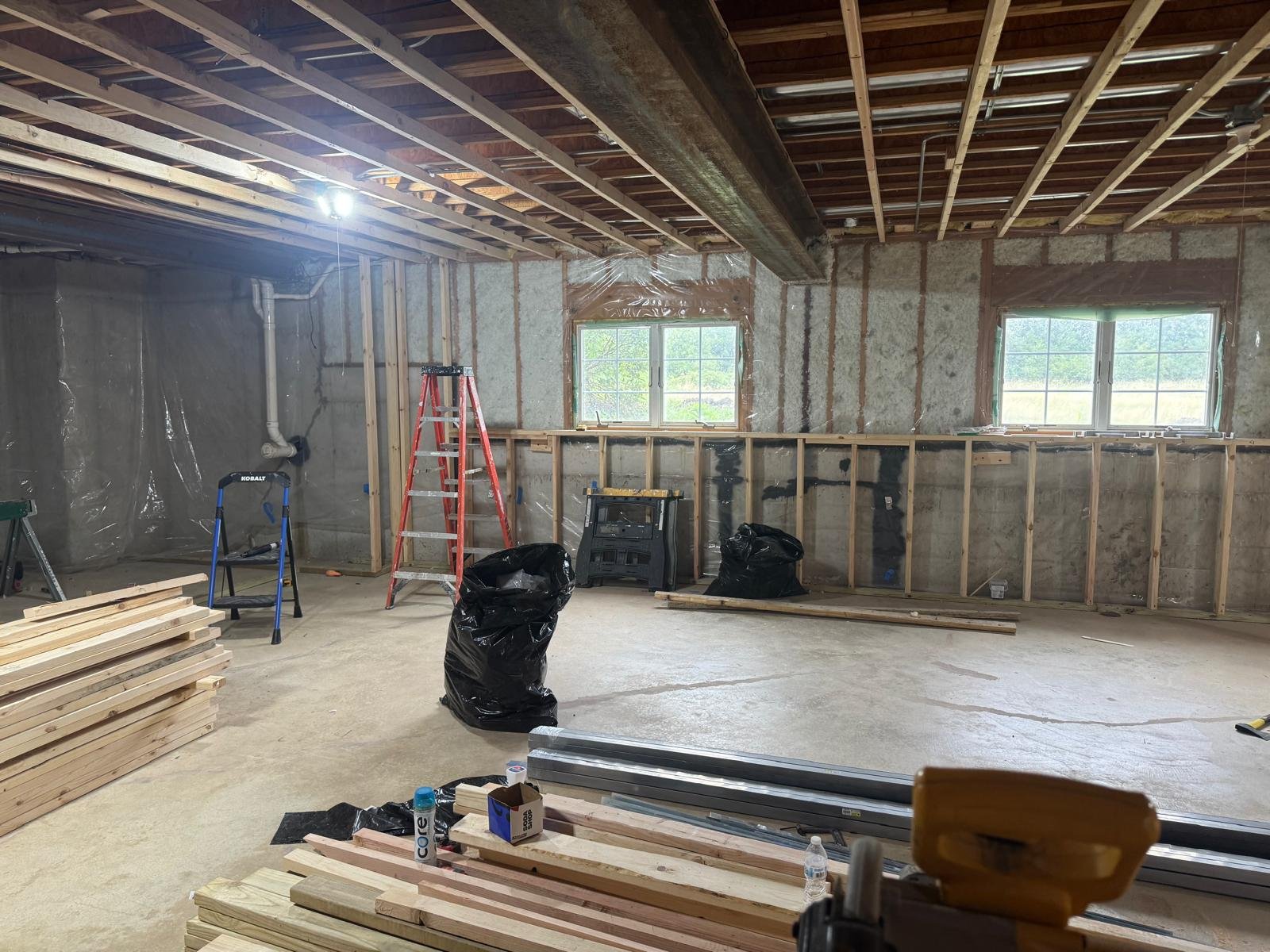 Basement perimeter wall framing Bourbonnais general contractor IL