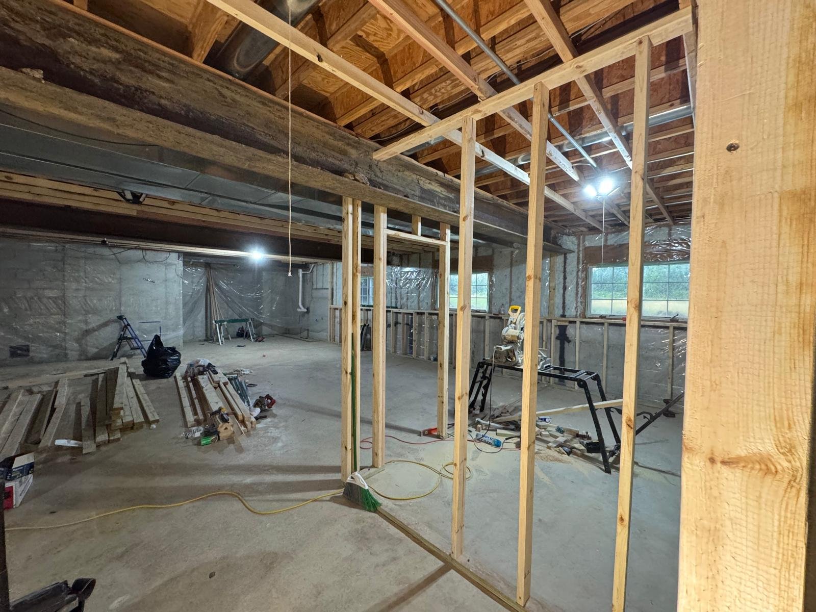 Basement framing layout initial planning Kankakee general contractor